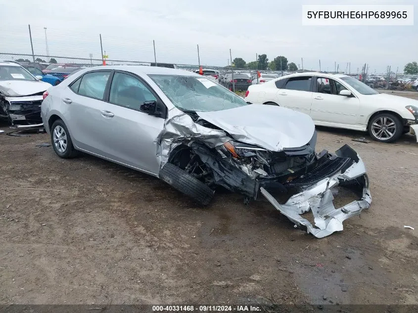 2017 Toyota Corolla L VIN: 5YFBURHE6HP689965 Lot: 40331468