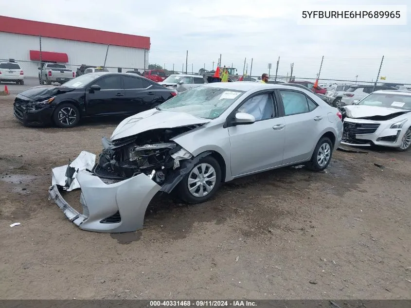 2017 Toyota Corolla L VIN: 5YFBURHE6HP689965 Lot: 40331468