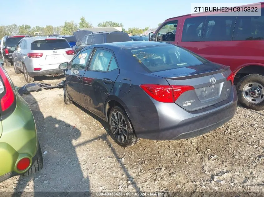 2017 Toyota Corolla Se VIN: 2T1BURHE2HC815822 Lot: 40333423