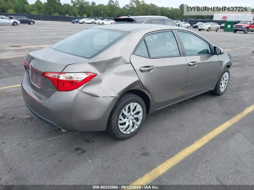 2017 Toyota Corolla Le VIN: 5YFBURHE5HP637226 Lot: 40333568