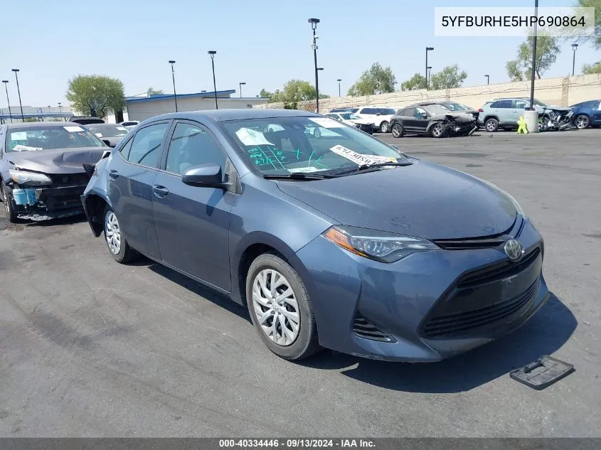 2017 Toyota Corolla Le VIN: 5YFBURHE5HP690864 Lot: 40334446