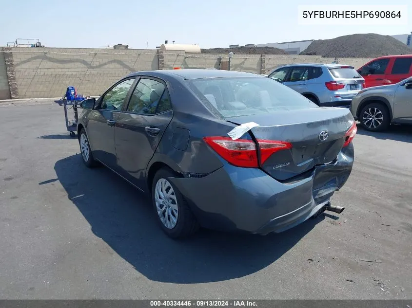 2017 Toyota Corolla Le VIN: 5YFBURHE5HP690864 Lot: 40334446