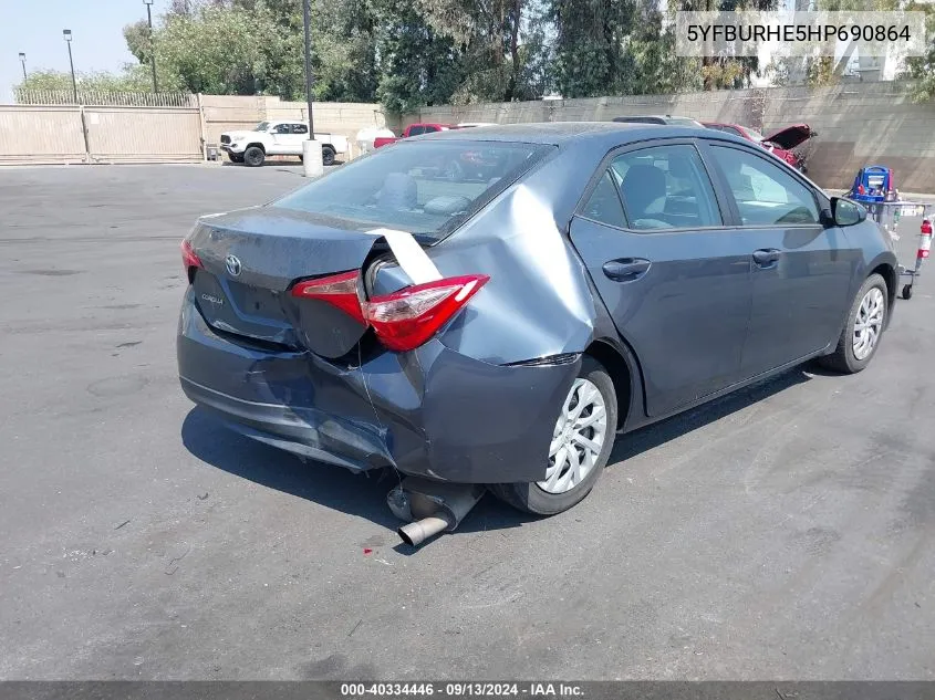 2017 Toyota Corolla Le VIN: 5YFBURHE5HP690864 Lot: 40334446