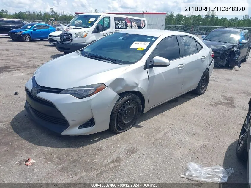 2017 Toyota Corolla Le VIN: 2T1BURHE4HC848370 Lot: 40337468