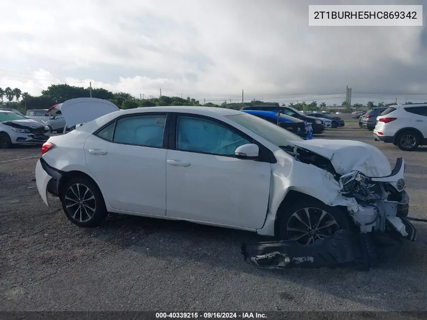 2017 Toyota Corolla L/Le/Xle/Se/Xse VIN: 2T1BURHE5HC869342 Lot: 40339215