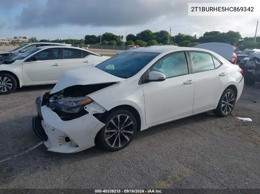 2017 Toyota Corolla L/Le/Xle/Se/Xse VIN: 2T1BURHE5HC869342 Lot: 40339215