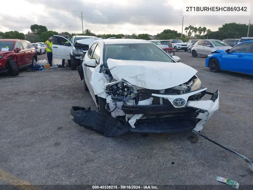 2017 Toyota Corolla L/Le/Xle/Se/Xse VIN: 2T1BURHE5HC869342 Lot: 40339215