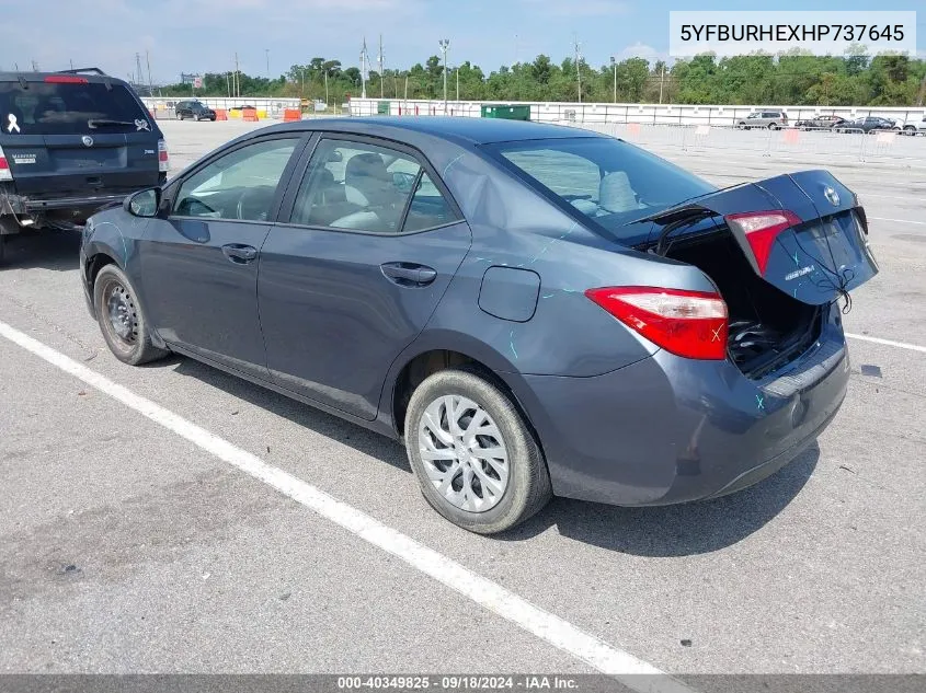 2017 Toyota Corolla L/Le/Xle/Se/Xse VIN: 5YFBURHEXHP737645 Lot: 40349825