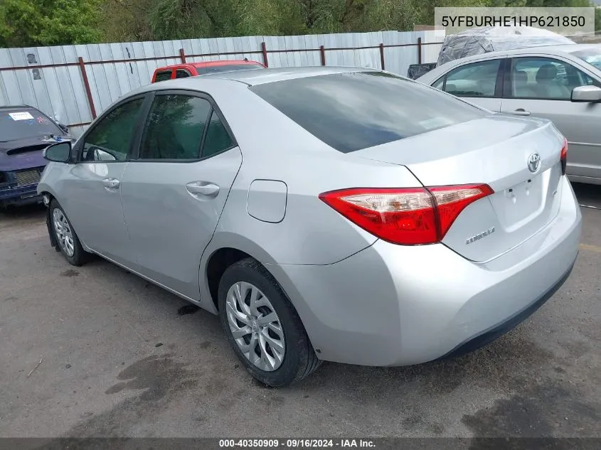 2017 Toyota Corolla Le VIN: 5YFBURHE1HP621850 Lot: 40350909