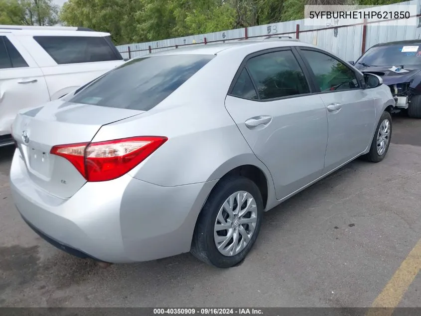 2017 Toyota Corolla Le VIN: 5YFBURHE1HP621850 Lot: 40350909