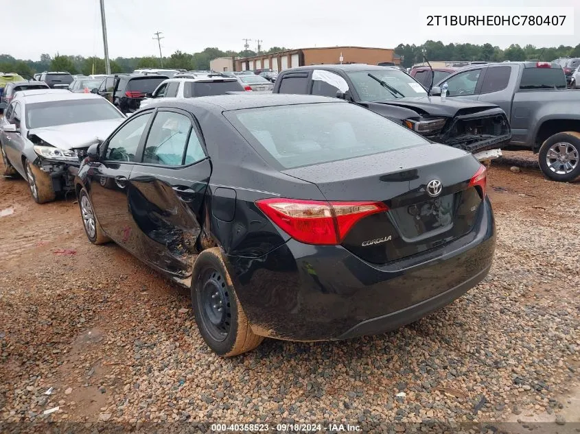 2017 Toyota Corolla L/Le/Xle/Se/Xse VIN: 2T1BURHE0HC780407 Lot: 40358523