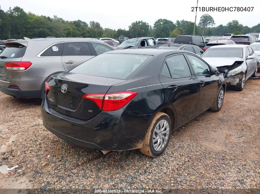 2017 Toyota Corolla L/Le/Xle/Se/Xse VIN: 2T1BURHE0HC780407 Lot: 40358523