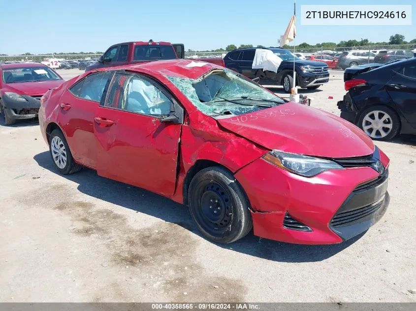 2017 Toyota Corolla Le VIN: 2T1BURHE7HC924616 Lot: 40358565