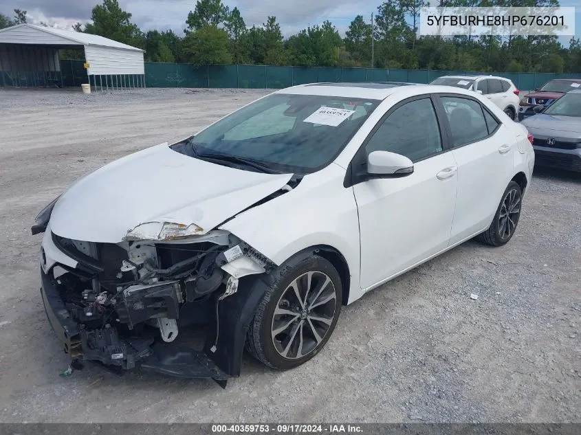 2017 Toyota Corolla Se VIN: 5YFBURHE8HP676201 Lot: 40359753