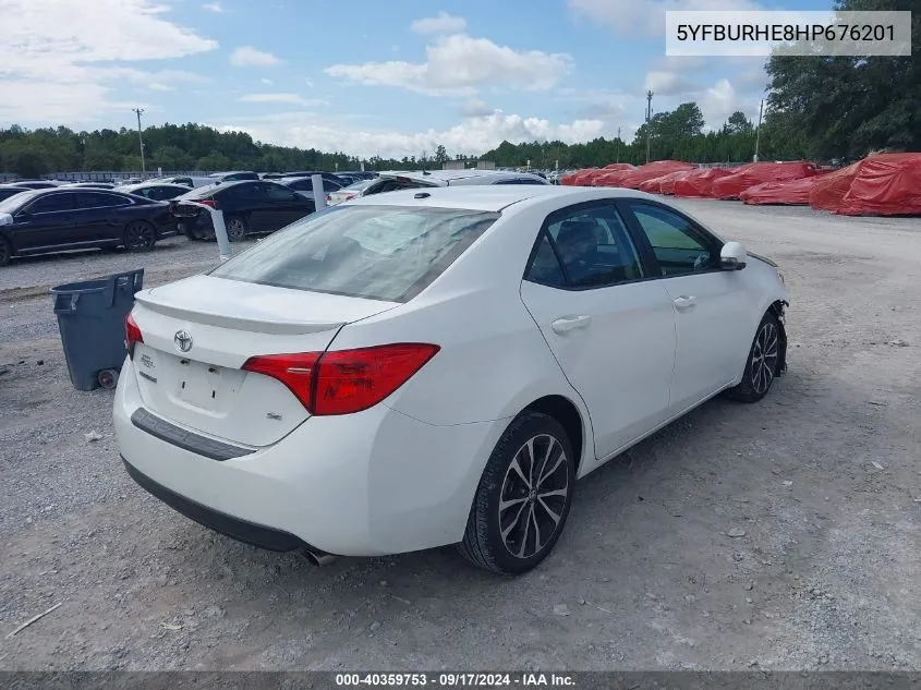 2017 Toyota Corolla Se VIN: 5YFBURHE8HP676201 Lot: 40359753