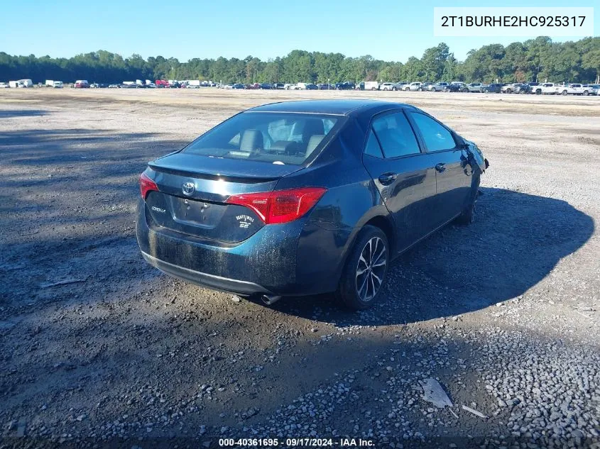 2017 Toyota Corolla Se VIN: 2T1BURHE2HC925317 Lot: 40361695