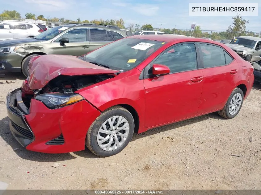 2017 Toyota Corolla Le VIN: 2T1BURHE4HC859417 Lot: 40365725