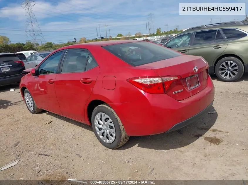 2017 Toyota Corolla Le VIN: 2T1BURHE4HC859417 Lot: 40365725