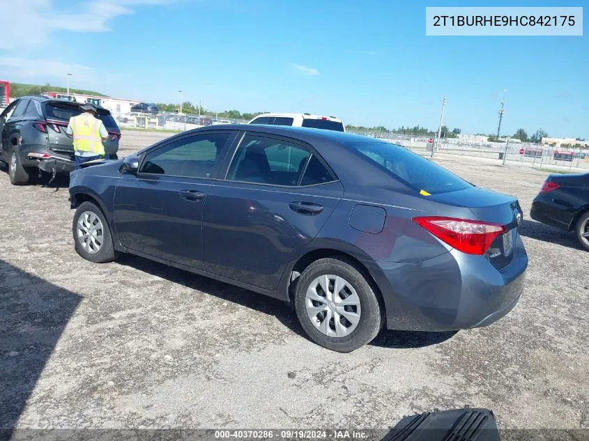 2017 Toyota Corolla L VIN: 2T1BURHE9HC842175 Lot: 40370286