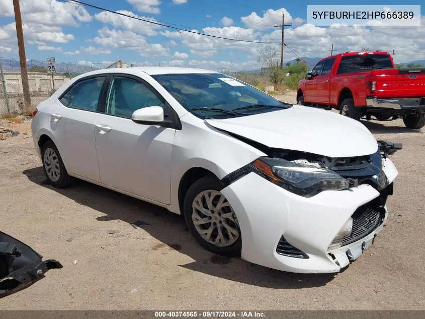 2017 Toyota Corolla Le VIN: 5YFBURHE2HP666389 Lot: 40374565