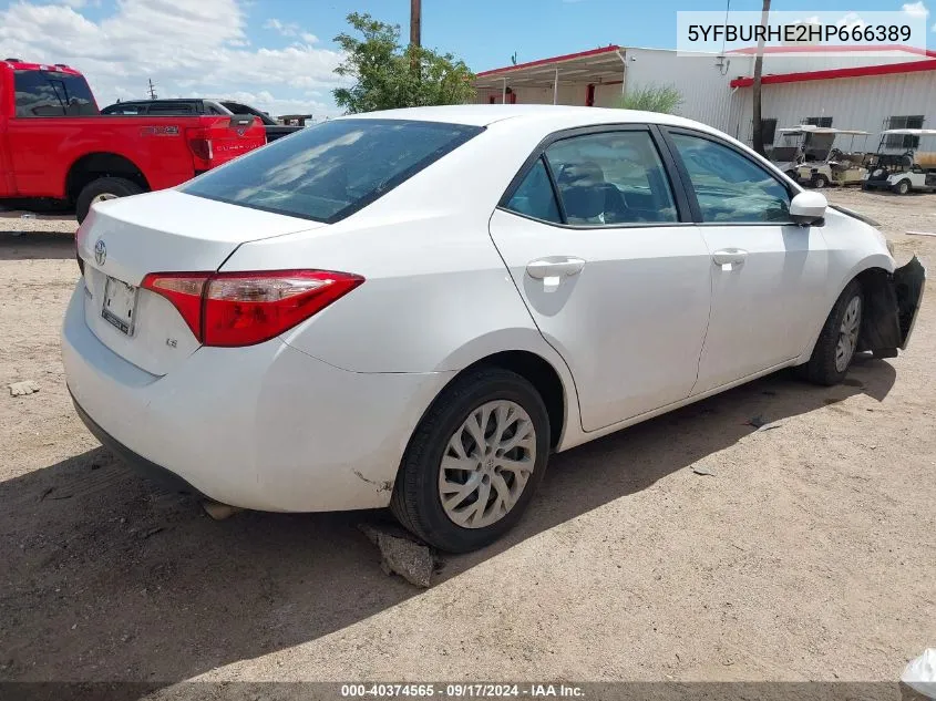 2017 Toyota Corolla Le VIN: 5YFBURHE2HP666389 Lot: 40374565