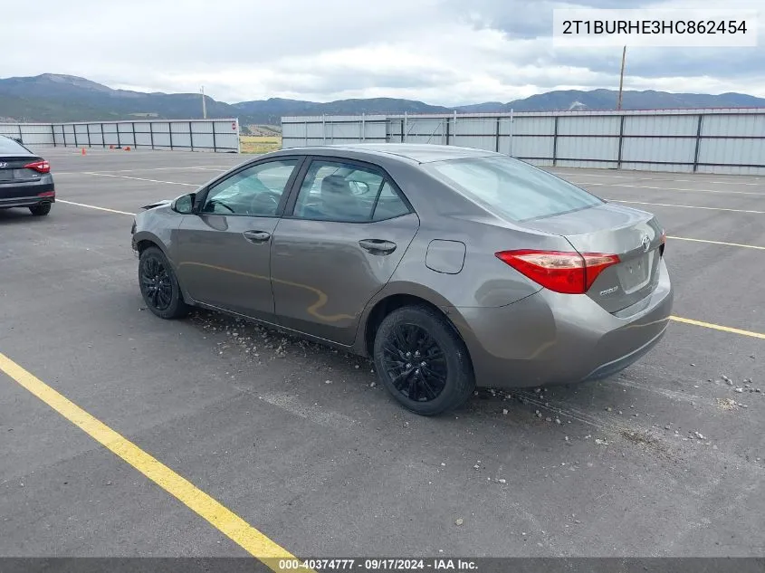 2017 Toyota Corolla Le VIN: 2T1BURHE3HC862454 Lot: 40374777