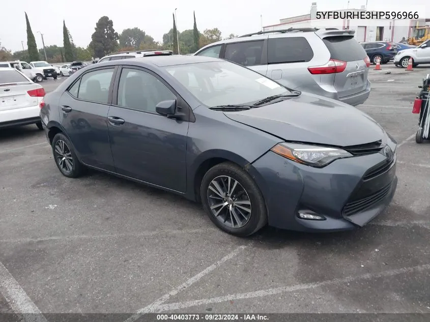 2017 Toyota Corolla Le VIN: 5YFBURHE3HP596966 Lot: 40403773