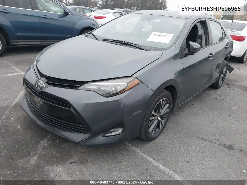 2017 Toyota Corolla Le VIN: 5YFBURHE3HP596966 Lot: 40403773