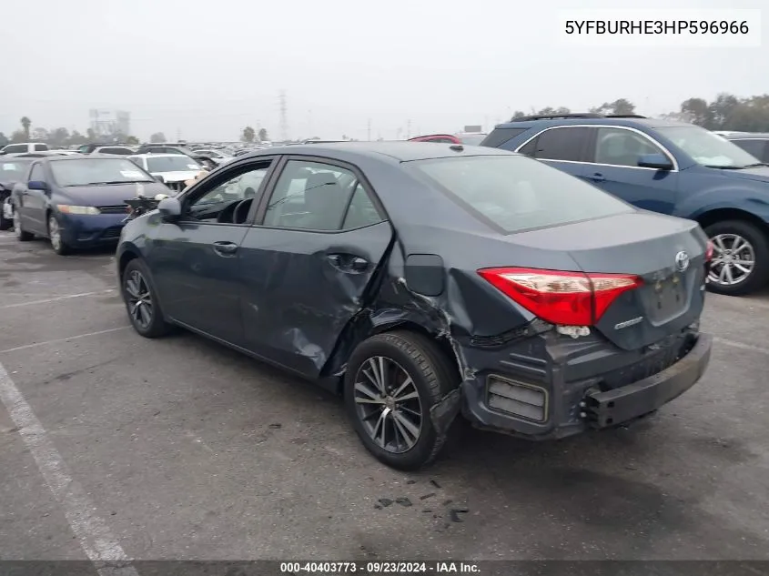 2017 Toyota Corolla Le VIN: 5YFBURHE3HP596966 Lot: 40403773