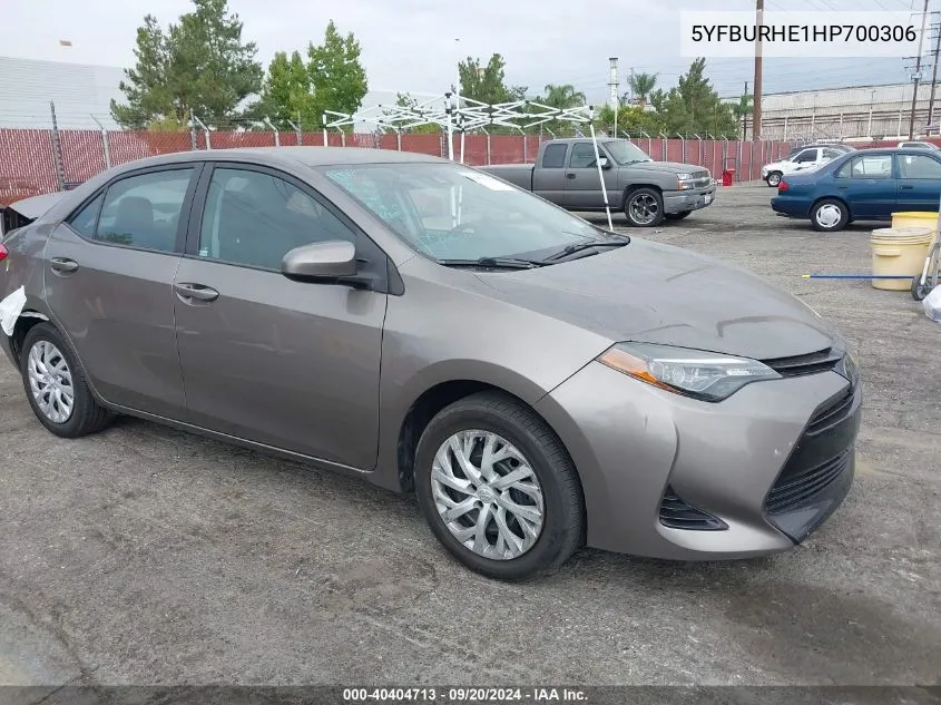 2017 Toyota Corolla Le VIN: 5YFBURHE1HP700306 Lot: 40404713