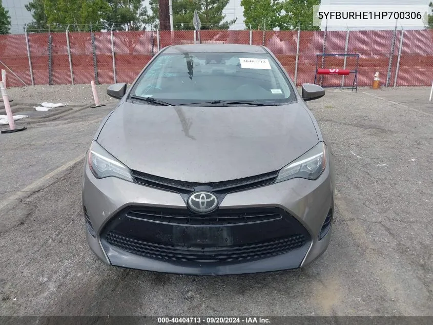 2017 Toyota Corolla Le VIN: 5YFBURHE1HP700306 Lot: 40404713