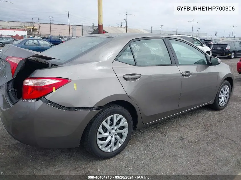 2017 Toyota Corolla Le VIN: 5YFBURHE1HP700306 Lot: 40404713