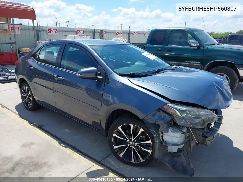 2017 Toyota Corolla Se VIN: 5YFBURHE8HP660807 Lot: 40410165