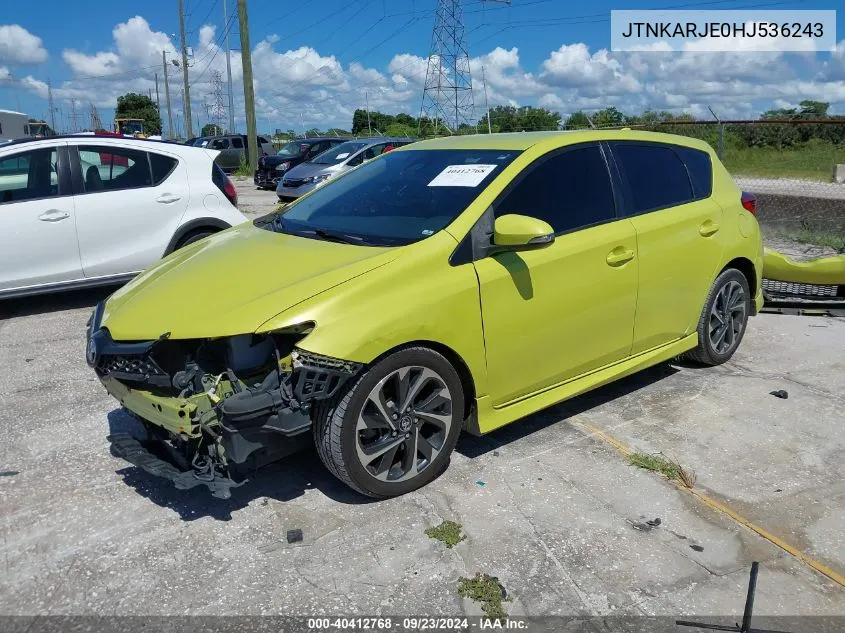 2017 Toyota Corolla Im VIN: JTNKARJE0HJ536243 Lot: 40412768