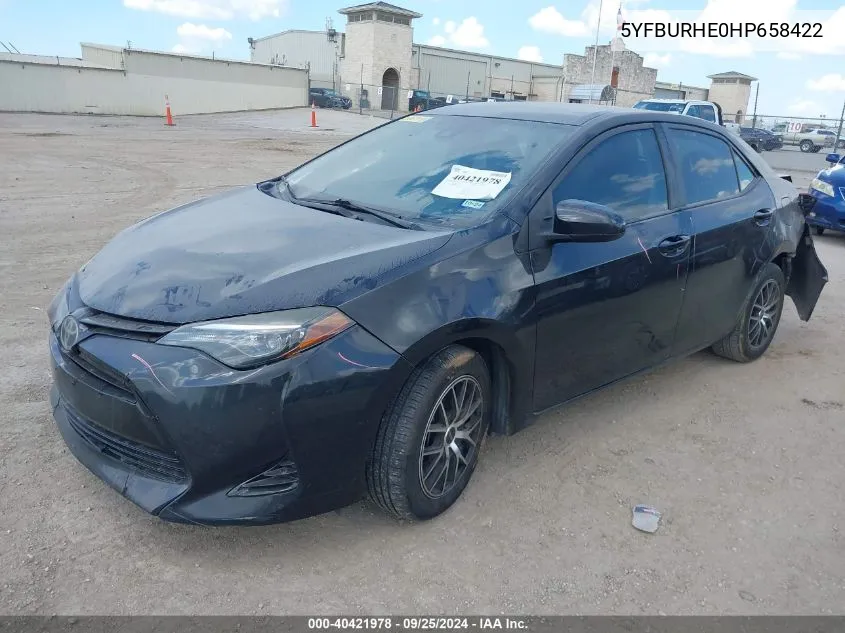 2017 Toyota Corolla Le VIN: 5YFBURHE0HP658422 Lot: 40421978