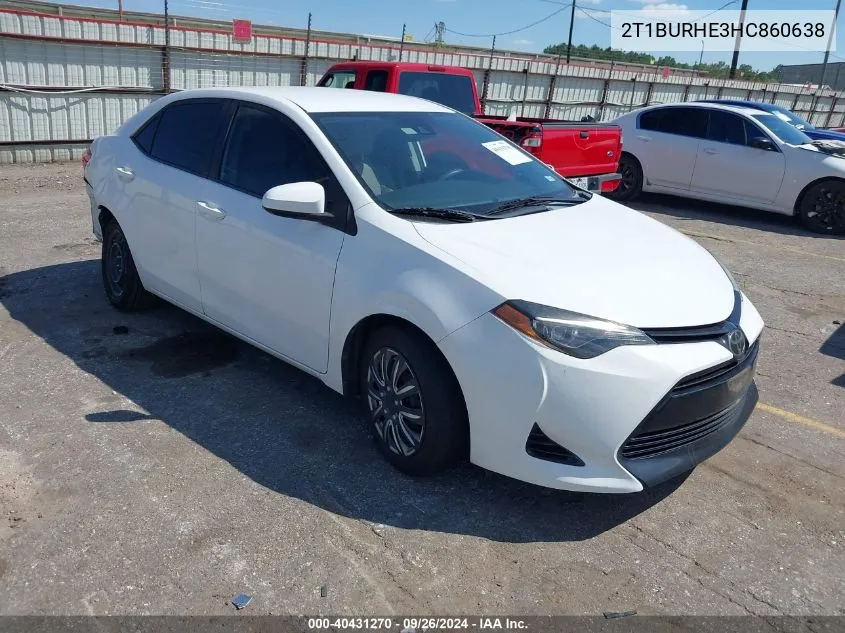 2017 Toyota Corolla Le VIN: 2T1BURHE3HC860638 Lot: 40431270