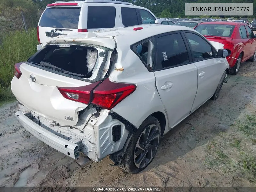 2017 Toyota Corolla Im VIN: JTNKARJE6HJ540779 Lot: 40432382