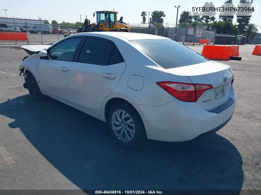 2017 Toyota Corolla Le VIN: 5YFBURHE1HP673964 Lot: 40436916