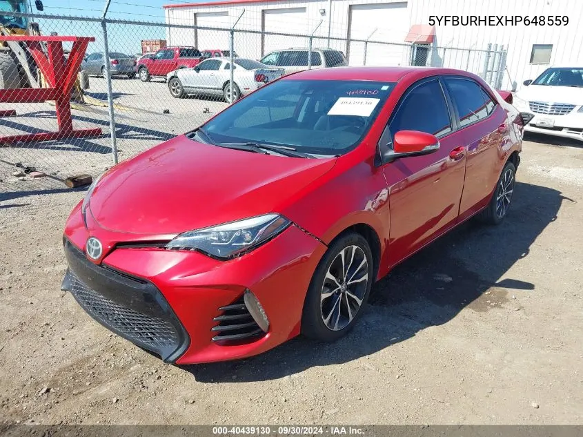 5YFBURHEXHP648559 2017 Toyota Corolla Se