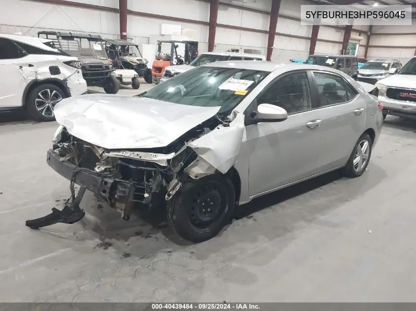 2017 Toyota Corolla Le VIN: 5YFBURHE3HP596045 Lot: 40439484