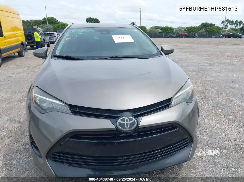 5YFBURHE1HP681613 2017 Toyota Corolla Le