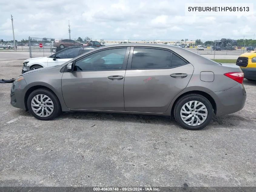 5YFBURHE1HP681613 2017 Toyota Corolla Le