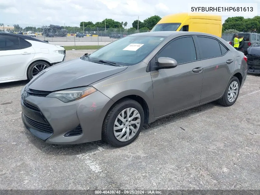 5YFBURHE1HP681613 2017 Toyota Corolla Le