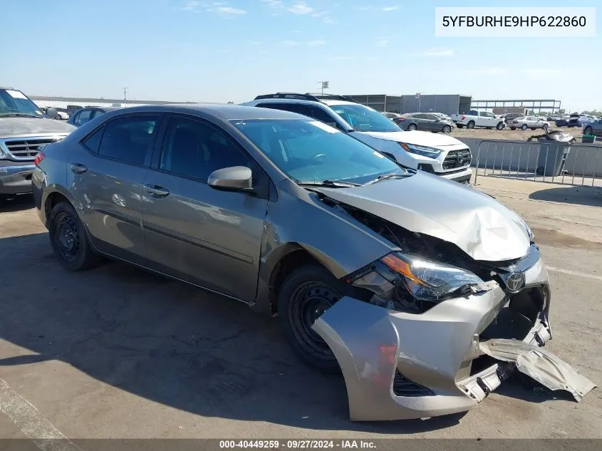 2017 Toyota Corolla Le VIN: 5YFBURHE9HP622860 Lot: 40449259