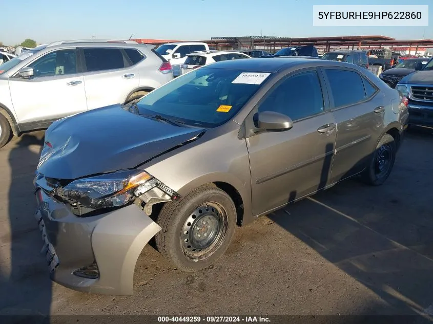 2017 Toyota Corolla Le VIN: 5YFBURHE9HP622860 Lot: 40449259