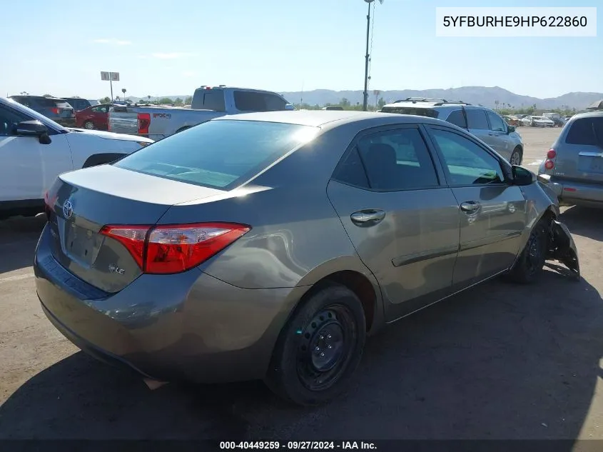 2017 Toyota Corolla Le VIN: 5YFBURHE9HP622860 Lot: 40449259