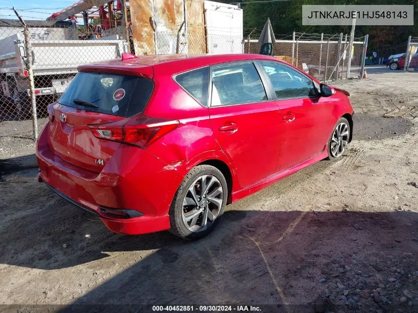 2017 Toyota Corolla Im VIN: JTNKARJE1HJ548143 Lot: 40452851