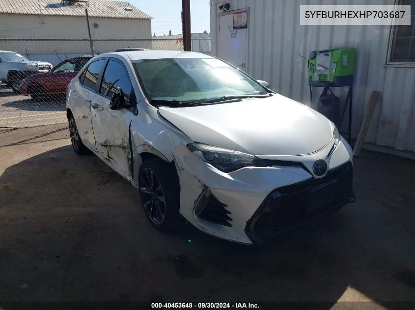 2017 Toyota Corolla Se VIN: 5YFBURHEXHP703687 Lot: 40453648