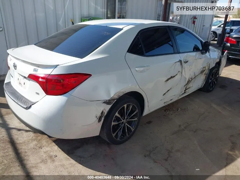 2017 Toyota Corolla Se VIN: 5YFBURHEXHP703687 Lot: 40453648