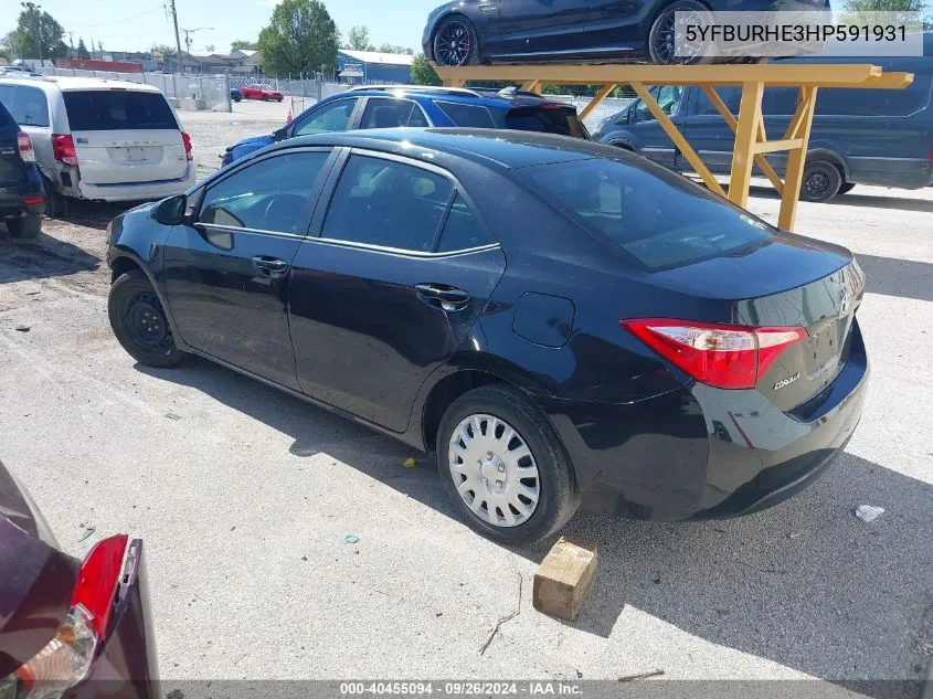 2017 Toyota Corolla Le VIN: 5YFBURHE3HP591931 Lot: 40455094